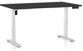 Výškovo nastaviteľný stôl OfficeTech B, 140 x 80 cm, biela podnož, čierna