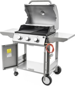 Plynový gril OKLAHOMA BBQ, 3 horáky, s redukčným ventilom, strieborná Penta CZ