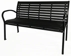 Lavička záhradná 125 x 60 x 80 cm, čierna, oceľ / plast