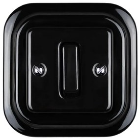 Elhard Štvorcový keramický vypínač s kolískou č.1, čierny - kompletný KV5301B