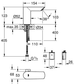GROHE 36451000 - Elektronická umývadlová batéria BAU COSMOPOLITAN E lesklý chróm