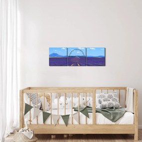 Obraz - Levanduľové pole (s hodinami) (90x30 cm)