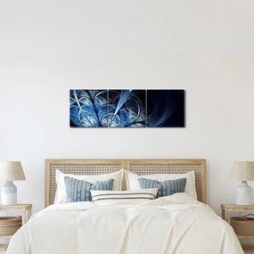Obraz tmavomodrého kvetu (s hodinami) (90x30 cm)