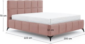 Čalúnená manželská posteľ s roštom Molina 180 - tmavoružová