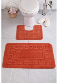 Oranžové WC kúpeľňové predložky v súprave 2 ks Ethnic - Foutastic