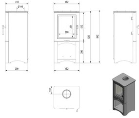 Kratki KOZA/K5/S/W - Krbové oceľové kachle KOZA/K5/S/W 7kW 150mm