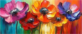 Obraz - Päť pestrofarebných kvetov (120x50 cm)