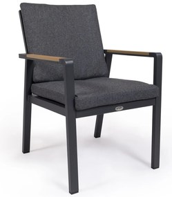 Záhradná jedálenská stolička EMOT antracit WPC s tmavou poduškou