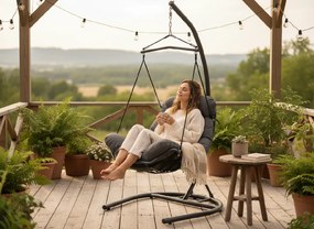 CH ZÁVESNÁ STOLIČKA TUMBER – ANTRACITOVÁ, ANTRACITOVÝ VANKÚŠ, ANTRACITOVÝ RÁM