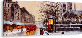 Obraz - Maľba zimného mesta (120x50 cm)