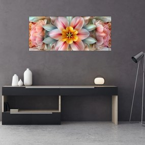 Obraz - Kaleidoskopický kvet (120x50 cm)