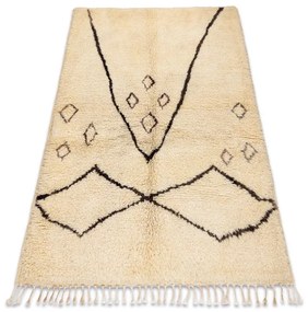 Ručne tkaný vlnený koberec BERBER BJ1124 Boujaad berber Boho, béžový / čierny