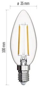 EMOS LED filamentová žiarovka, E14, Candle, 2W, 250lm, teplá biela