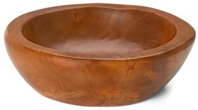 Drevené umývadlo DIVERO, masívne teakové drevo, Ø 39-40 cm