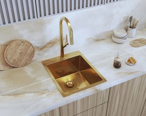 Gamma Gamma, 1-komorový nerezový drez 400x500x210 mm, brúsené zlato, GMA-S4050-GD