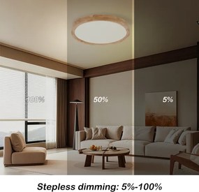 Brilagi - LED stmievateľné svietidlo WOODROUND LED/30W/230V 3000-6000K priemer 40 cm + diaľkové ovládanie