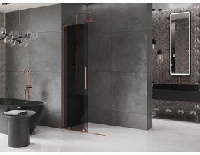 Mexen Velar L, posuvná sprchová zástena Walk-in 120 x 200 cm, 8mm šedé sklo, ružové zlato, 871-120-003-43-60