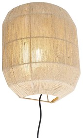 Orientálna nástenná lampa čierna s jutovým lanom - Riki
