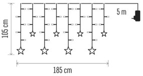 LED Vianočný záves 115xLED/1,35W 6,85x1,05 m teplá biela
