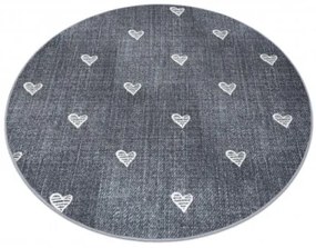 Koberec HEARTS kruh Jeans - sivý
