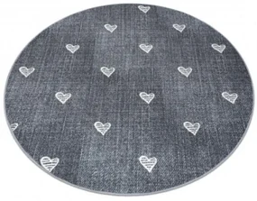 Koberec HEARTS kruh Jeans - sivý