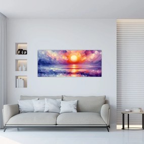 Obraz - Farebný umelecký západ slnka (120x50 cm)