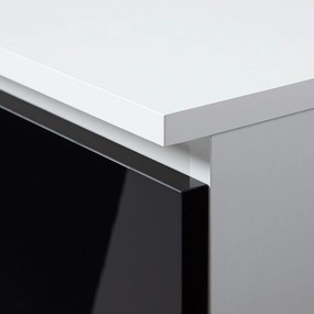 Policová skriňa Renzo (biela + lesk čierny). Akcia -20%. Vlastná spoľahlivá doprava až k Vám domov. 1128787