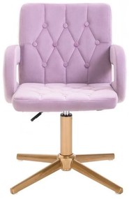 LuxuryForm DESIGN Stolička BOSTON VELUR na zlatom kríži - levanduľa