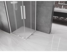 Mexen Velar Duo, sprchový kút s posuvnými dverami 100 x 100 cm, 8mm sklo námraza, biela matná, 871-100-100-32-20