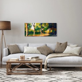 Obraz lesa v letnom slnku, maľba (120x50 cm)