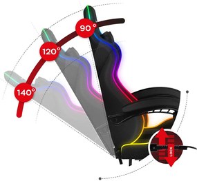 Herné kreslo Fusion 4.7 (čierna + viacfarebná) (s LED osvetlením). Akcia -21%. Vlastná spoľahlivá doprava až k Vám domov. 1087479