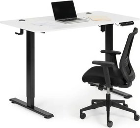 Elektrický nastaviteľný stôl 120 x 60 cm, nastaviteľná výška 72-117 cm, biely