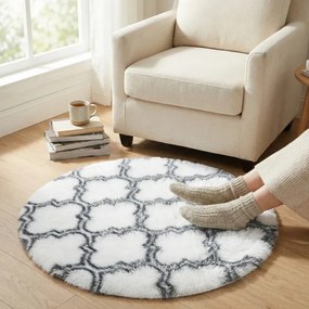 Protišmykový koberec DECOR biely / sivý 1 kruh