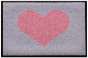 Srdiečkový vzor-premium rohožka - sivo-ružová (Vyberte veľkosť: 85*55 cm)