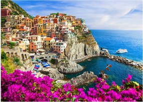 Sklenený obraz - Talianska dedinka Manarola (70x50 cm)