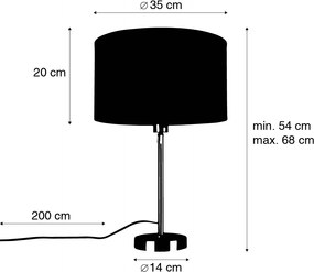 Stolná lampa čierna nastaviteľná s tienidlom svetlohnedá 35 cm - Parte