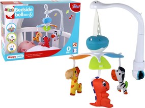 LEAN Toys Kolotoč nad postieľku so zvukmi modrý 3 plyšáci na batérie