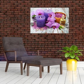 Obraz orchideí a sviečok (90x60 cm)