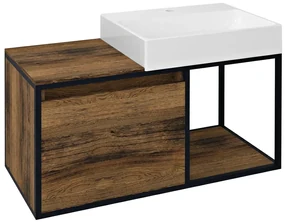 Sapho Sapho, SKARA umývadlová skrinka 100x49,5x46,5cm, čierna mat/dub Collingwood, CG004-1919