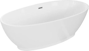 Mexen Bilbao, voľne stojaca vaňa 180 x 90 cm, biela, chrómový prepad, 51311809000-01
