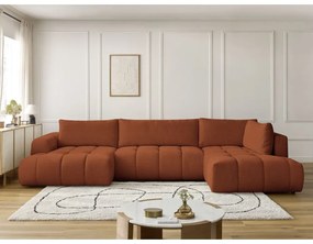 Rozkladacia/s úložným priestorom rohová pohovka v tehlovej farbe (pravý roh/do tvaru "U") Fuji – Bobochic Paris