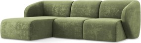 Zelená ženilková rohová pohovka (ľavý roh/s leňoškou) Lani – Makamii