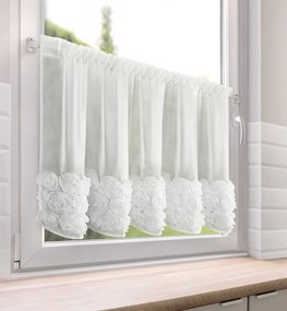 KRÁTKA ZÁCLONA NA PÁSKE EVA MINGE ROSES11 150X70 CM BIELA