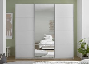 Šatníková skriňa so zrkadlom Carano, 215 cm, biela