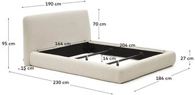 Béžová čalúnená dvojlôžková posteľ 160x200 cm Martina – Kave Home