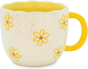 Žltý/krémový porcelánový hrnček 350 ml Surprise Highland Cow – Sass &amp; Belle
