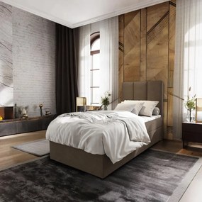 AKCIA Čalúnená posteľ boxspring MERALIS 90x200 cm hnedá II. akosť
