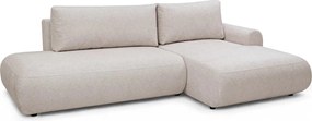 Rohová sedačka Lotulis L II s rozkladom pravostranná - krémová hydrofóbna pletenina Blur 01