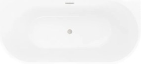 Mexen Oris, voľne stojaca ryhovaná vaňa 170 x 80 cm, biela-šedá, oceľový prepad, 52871708062-97