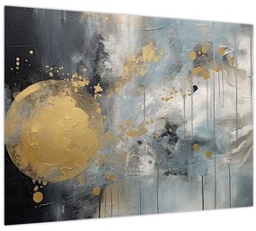 Obraz - Abstrakcia so zlatou guľou (70x50 cm)